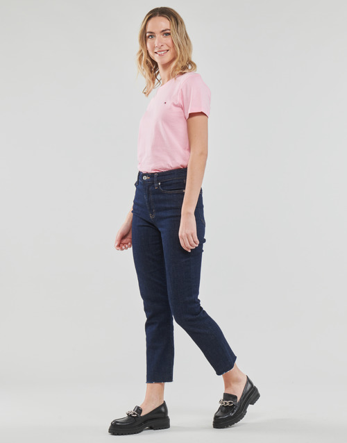 Clothing Free Pink TEE ! Spartoo - - short-sleeved CREW t-shirts delivery NET NEW | Hilfiger Tommy Women NECK