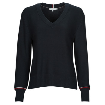 Clothing Women sweaters Tommy Hilfiger GLOBAL STP V-NK SWEATER Marine