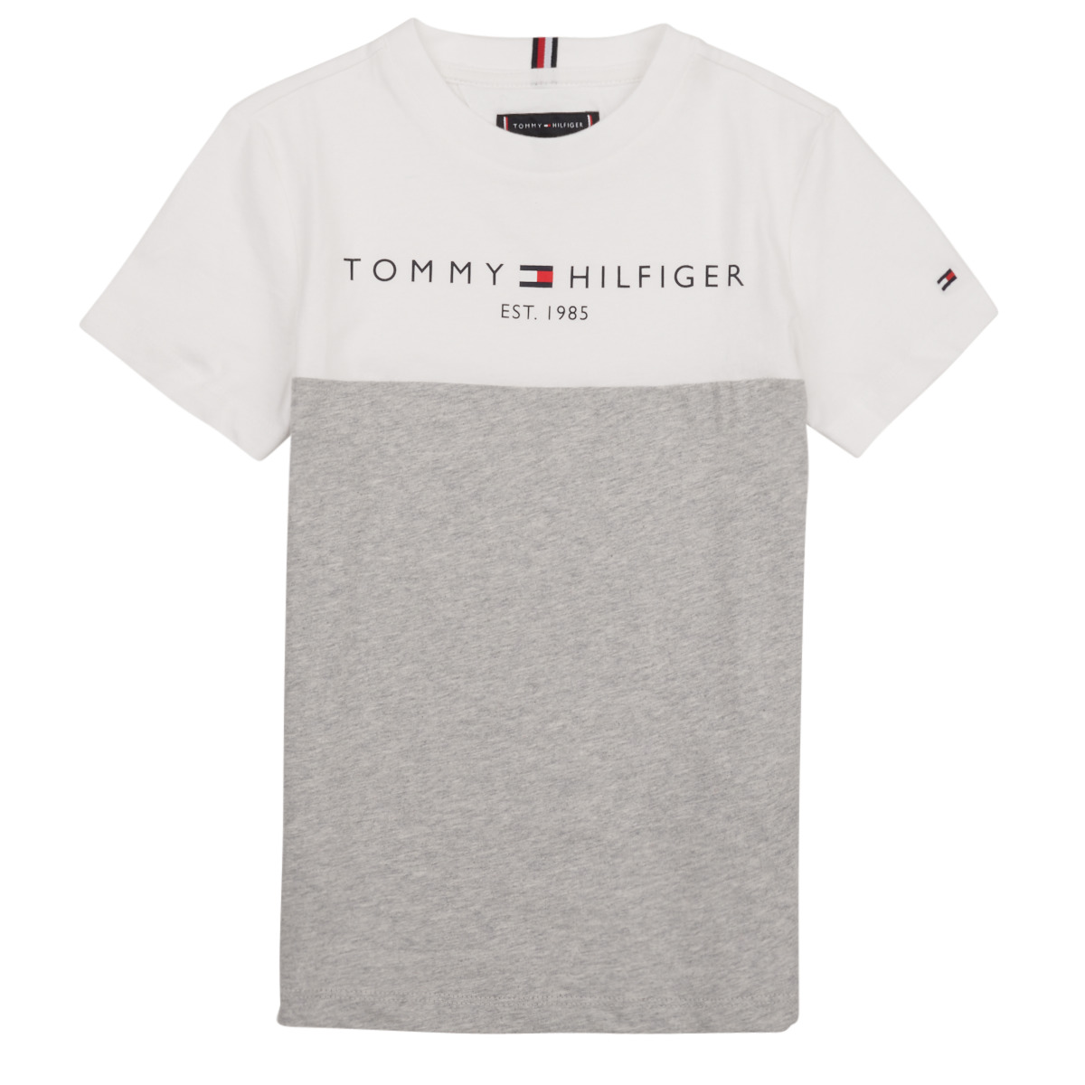 fotografie Continent Gesprekelijk Tommy Hilfiger ESSENTIAL COLORBLOCK TEE S/S White / Grey - Free delivery |  Spartoo NET ! - Clothing short-sleeved t-shirts Child USD/$37.50