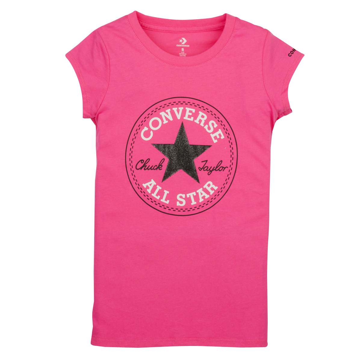 Clothing Girl short-sleeved t-shirts Converse CHUCK PATCH TEE Pink