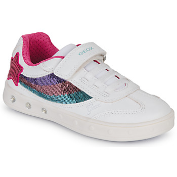 Shoes Girl Low top trainers Geox J SKYLIN GIRL B White / Pink