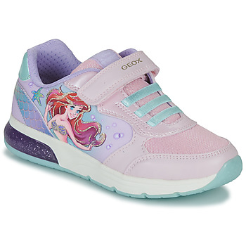Shoes Girl Low top trainers Geox J SPACECLUB GIRL A White / Violet