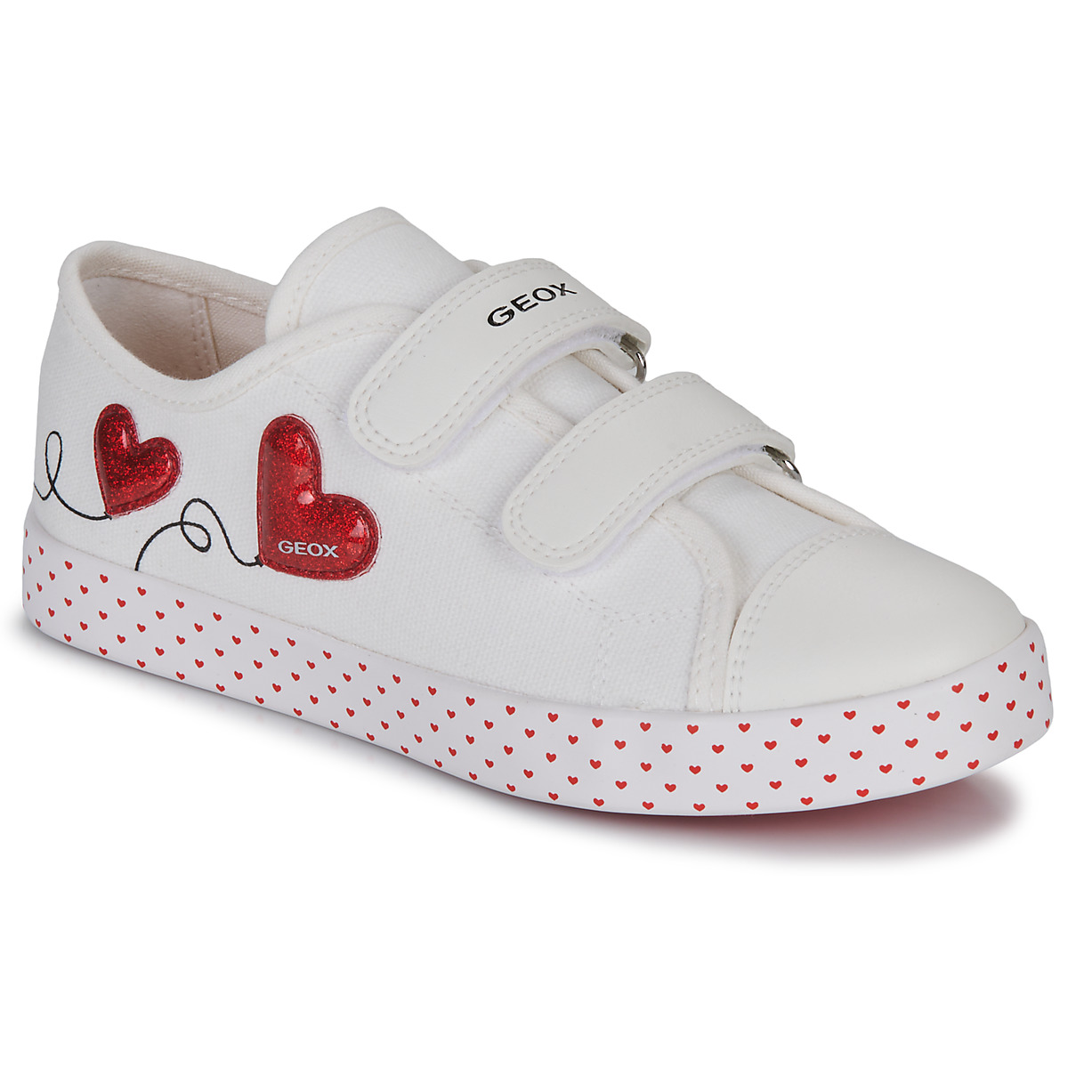 Shoes Girl Low top trainers Geox JR CIAK GIRL G White / Red
