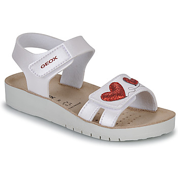Shoes Girl Sandals Geox J SANDAL COSTAREI GI White / Red