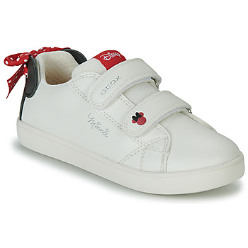 Shoes Girl Low top trainers Geox J KATHE GIRL White / Black / Red