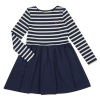 Clothing Girl Short Dresses Polo Ralph Lauren LS CN DR-DRESSES-DAY DRESS Marine / White