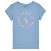 Clothing Girl short-sleeved t-shirts Polo Ralph Lauren SS GRAPHIC T-KNIT SHIRTS-T-SHIRT Blue / Sky / Pink