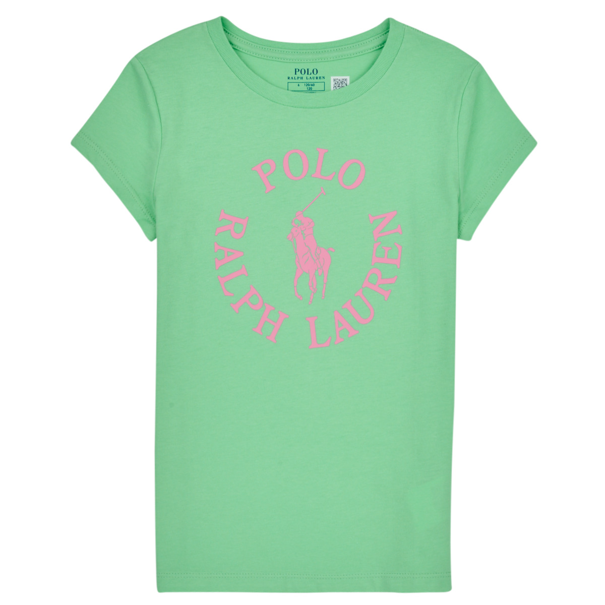 Clothing Girl short-sleeved t-shirts Polo Ralph Lauren SS GRAPHIC T-KNIT SHIRTS-T-SHIRT Green / Pink