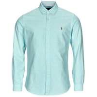 Clothing Men long-sleeved shirts Polo Ralph Lauren CHEMISE COUPE DROITE EN OXFORD Turquoise