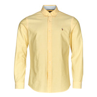 Clothing Men long-sleeved shirts Polo Ralph Lauren CHEMISE COUPE DROITE EN OXFORD Yellow