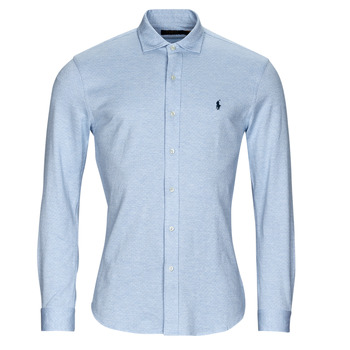 Clothing Men long-sleeved shirts Polo Ralph Lauren CHEMISE COUPE DROITE Blue / Sky / White