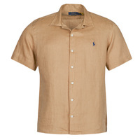 Clothing Men short-sleeved shirts Polo Ralph Lauren CHEMISE COUPE DROITE EN LIN Camel / Kaki