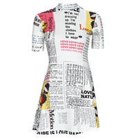 Clothing Women Short Dresses Desigual VEST_NEWSPAPER White / Multicolour