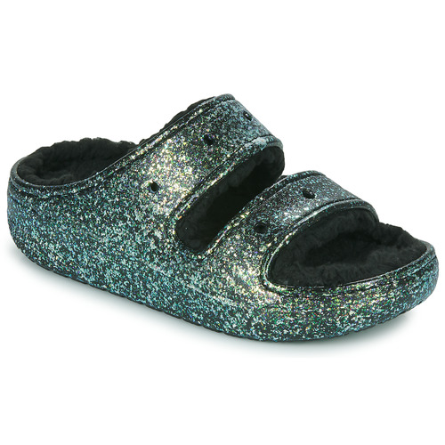 Shoes Women Mules Crocs Classic Cozzzy Glitter Sandal Black / Glitter