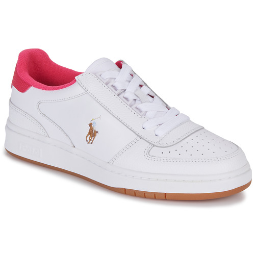 Polo Ralph Lauren POLO CRT PP-SNEAKERS-LOW TOP LACE White / Pink - delivery | Spartoo - Shoes Low top trainers Women