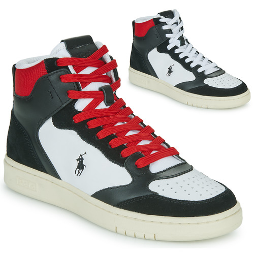 Polo Ralph Lauren POLO CRT HGH-SNEAKERS-HIGH TOP LACE Black / White / Red -  Free delivery | Spartoo NET ! - Shoes High top trainers USD/$