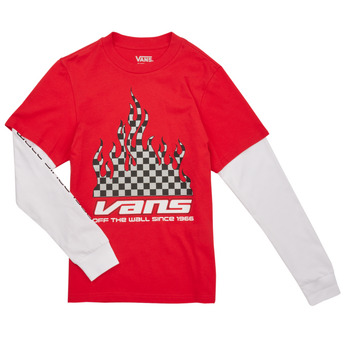 Clothing Boy Long sleeved shirts Vans REFLECTIVE CHECKERBOARD FLAME TWOFER Red / White
