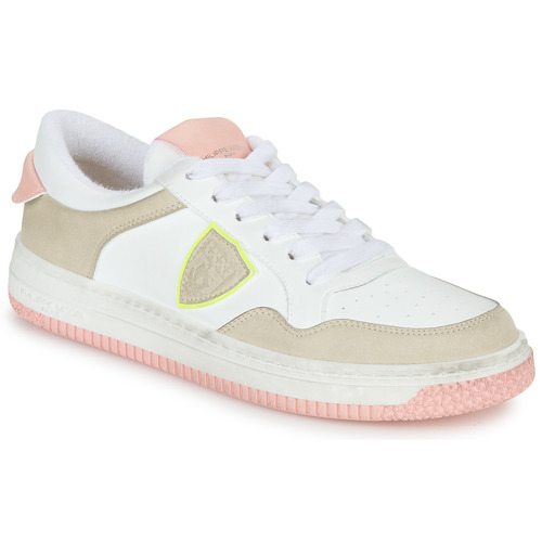 Shoes Women Low top trainers Philippe Model LYON LOW WOMAN White / Pink / Yellow / Fluorescent