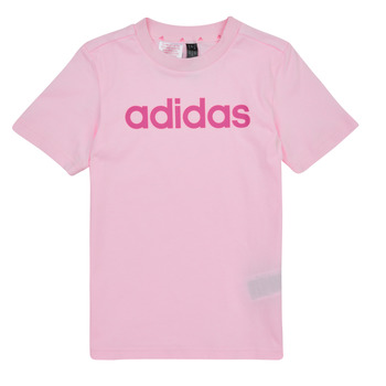Clothing Girl short-sleeved t-shirts Adidas Sportswear LK LIN CO TEE Pink / Clear