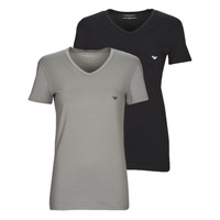 Clothing Men short-sleeved t-shirts Emporio Armani V NECK T-SHIRT SLIM FIT PACK X2 Black / Grey