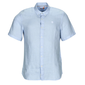 Clothing Men short-sleeved shirts Timberland SS Mill River Linen Shirt Slim Blue / Sky