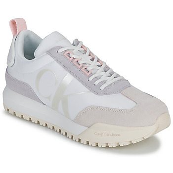 Shoes Women Low top trainers Calvin Klein Jeans TOOTHY RUNNER LACEUP MIX PEARL White / Beige