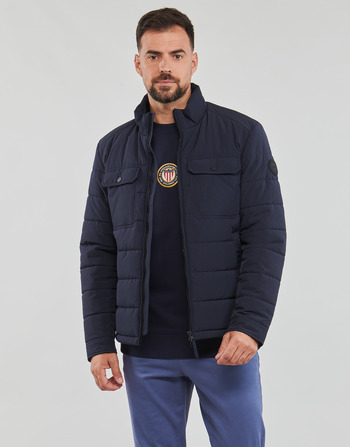 Clothing Men Blouses Gant CHANNEL QUILTED JACKET Marine
