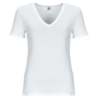 Clothing Women short-sleeved t-shirts Petit Bateau MC COL V White