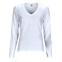 Clothing Women Long sleeved shirts Petit Bateau ML COL V White