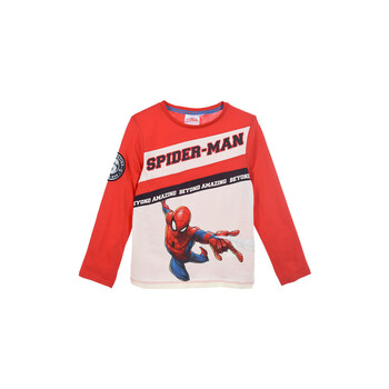 Clothing Boy Long sleeved shirts TEAM HEROES  T SHIRT SPIDERMAN Red / White