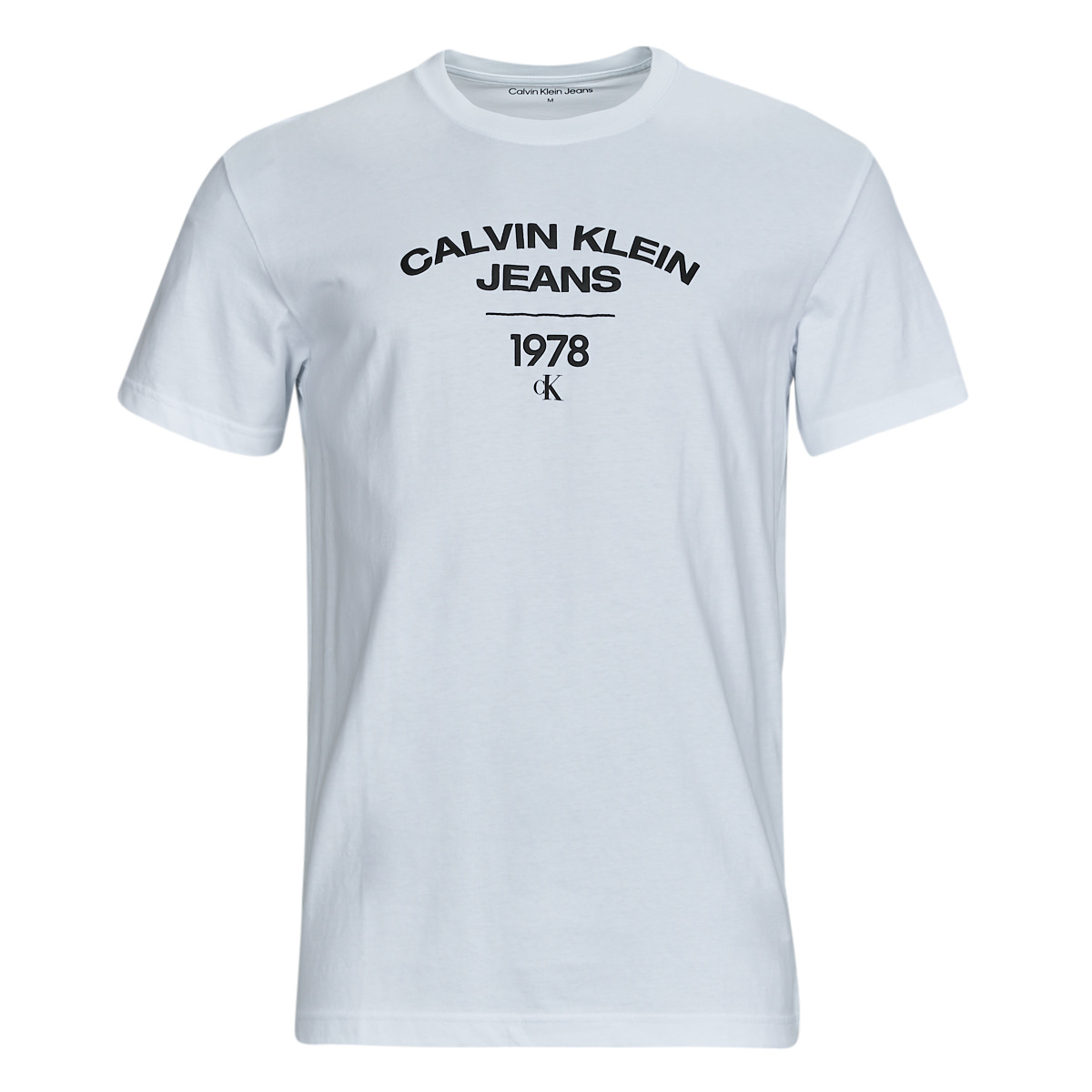 Calvin Klein Jeans VARSITY CURVE LOGO T-SHIRT White - Free delivery |  Spartoo NET ! - Clothing short-sleeved t-shirts Men