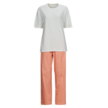 Clothing Women Sleepsuits Calvin Klein Jeans SLEEP SET Beige / Pink