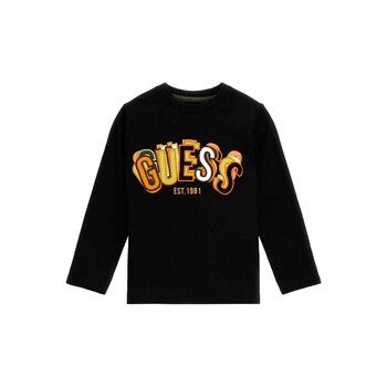 Clothing Boy Long sleeved shirts Guess N3BI17 Black