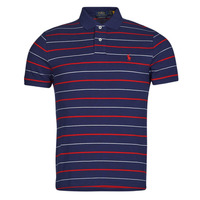 Clothing Men short-sleeved polo shirts Polo Ralph Lauren POLO AJUSTE DROIT EN COTON BASIC MESH Marine / Red