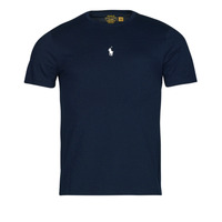 Clothing Men short-sleeved t-shirts Polo Ralph Lauren T-SHIRT AJUSTE EN COTON LOGO CENTRAL Marine /  aviator / Navy