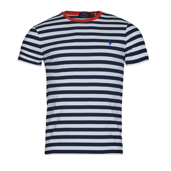 Clothing Men short-sleeved t-shirts Polo Ralph Lauren T-SHIRT AJUSTE EN COTON MARINIERE Marine / White / Red / Cruise / Navy / White