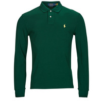 Clothing Men long-sleeved polo shirts Polo Ralph Lauren POLO COUPE AJUSTEE SLIM FIT EN COTON BASIC MESH Green