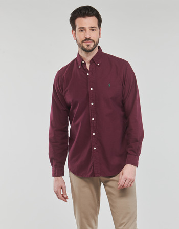 Clothing Men long-sleeved shirts Polo Ralph Lauren CHEMISE AJUSTEE SLIM FIT EN OXFORD LEGER Bordeaux