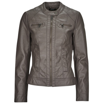 Clothing Women Leather jackets / Imitation le Only ONLBANDIT FAUX LEATHER BIKER  OTW Grey