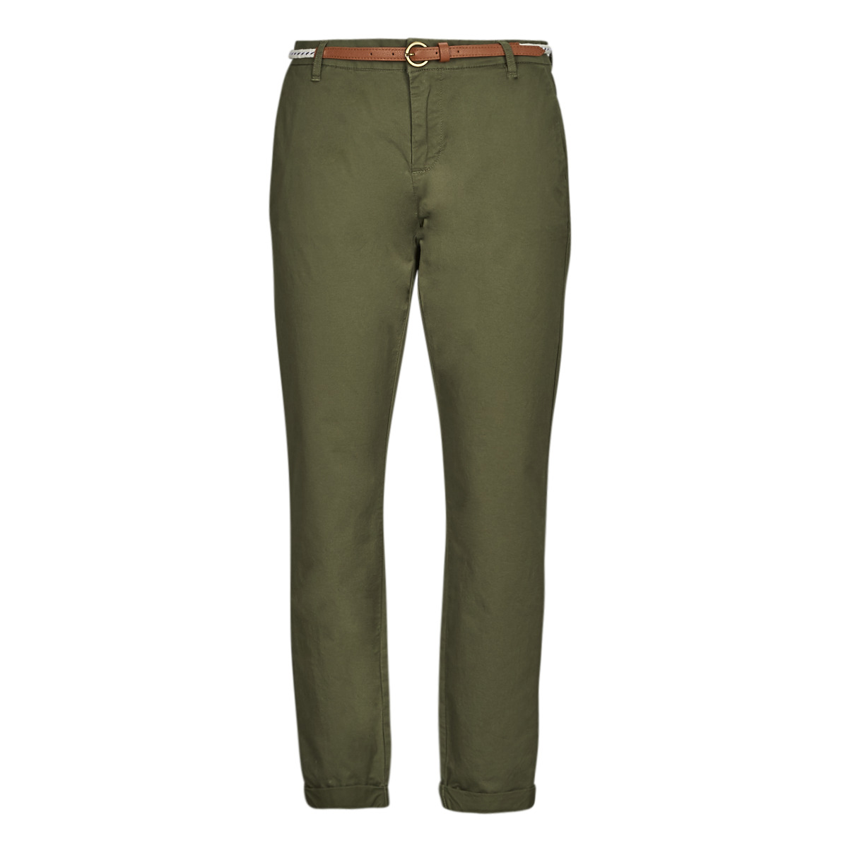 Only ONLBIANA COTTON BELT CHINO CC PNT Kaki - Free delivery | Spartoo NET !  - Clothing chinos Women