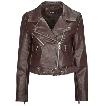 Clothing Women Leather jackets / Imitation le Only ONLNEWVERA FAUX LEATHER BIKER CC OTW Brown