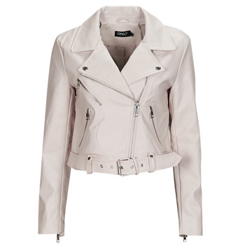 Clothing Women Leather jackets / Imitation le Only ONLNEWVERA FAUX LEATHER BIKER CC OTW Beige
