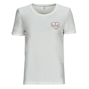 Clothing Women short-sleeved t-shirts Only ONLBEATE S/S HEART TOP CS JRS Beige