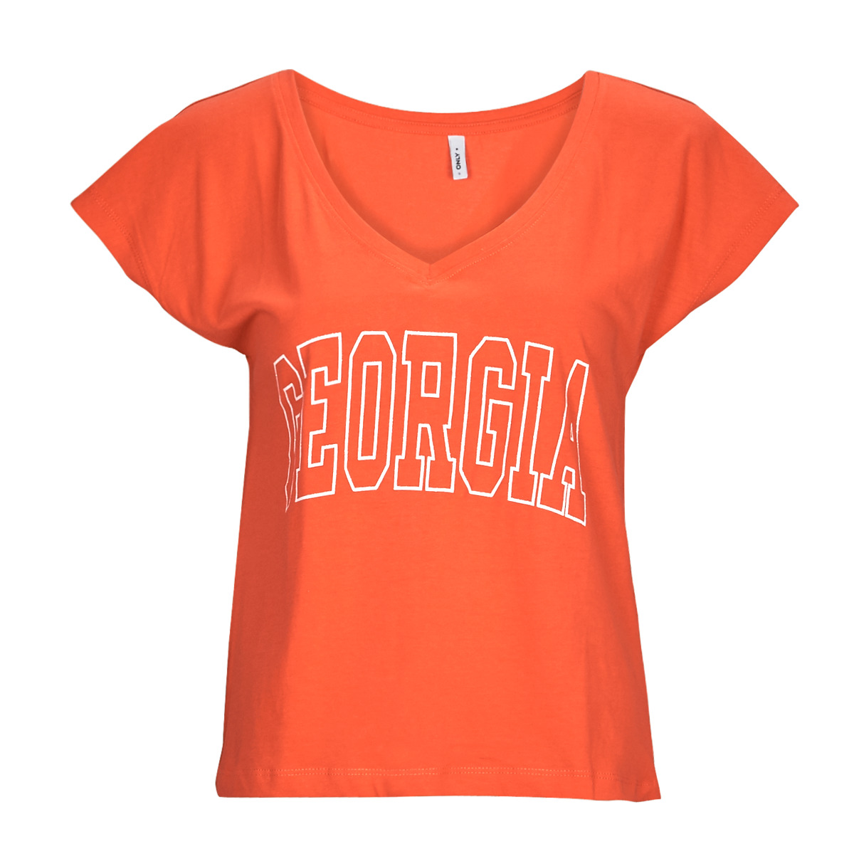 short-sleeved S/S delivery t-shirts V-NECK TOP - Orange - NET | Free BOX ONLKELLY CS JRS Spartoo ! Only Clothing Women