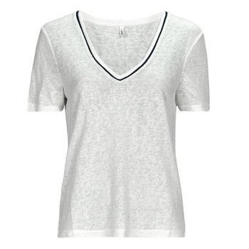 Clothing Women short-sleeved t-shirts Only ONLDORIT S/S V-NECK SHINE TOP JRS White