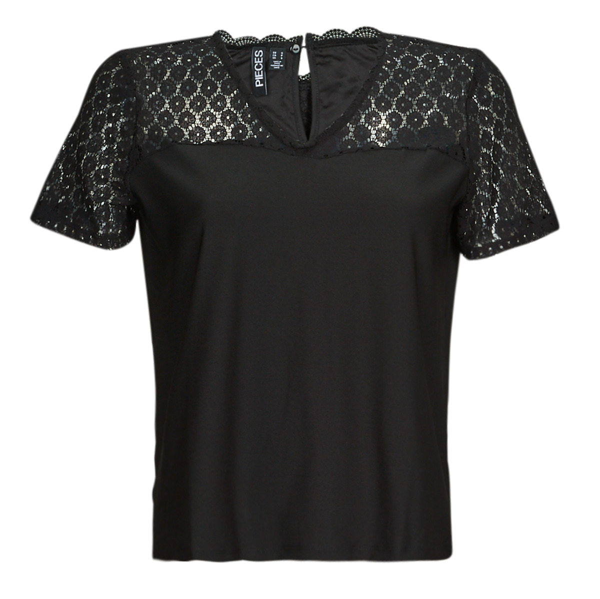 Only ONLSILJA S/S LACE TOP short-sleeved ! - Black JRS Women Free t-shirts | Clothing NET - Spartoo delivery