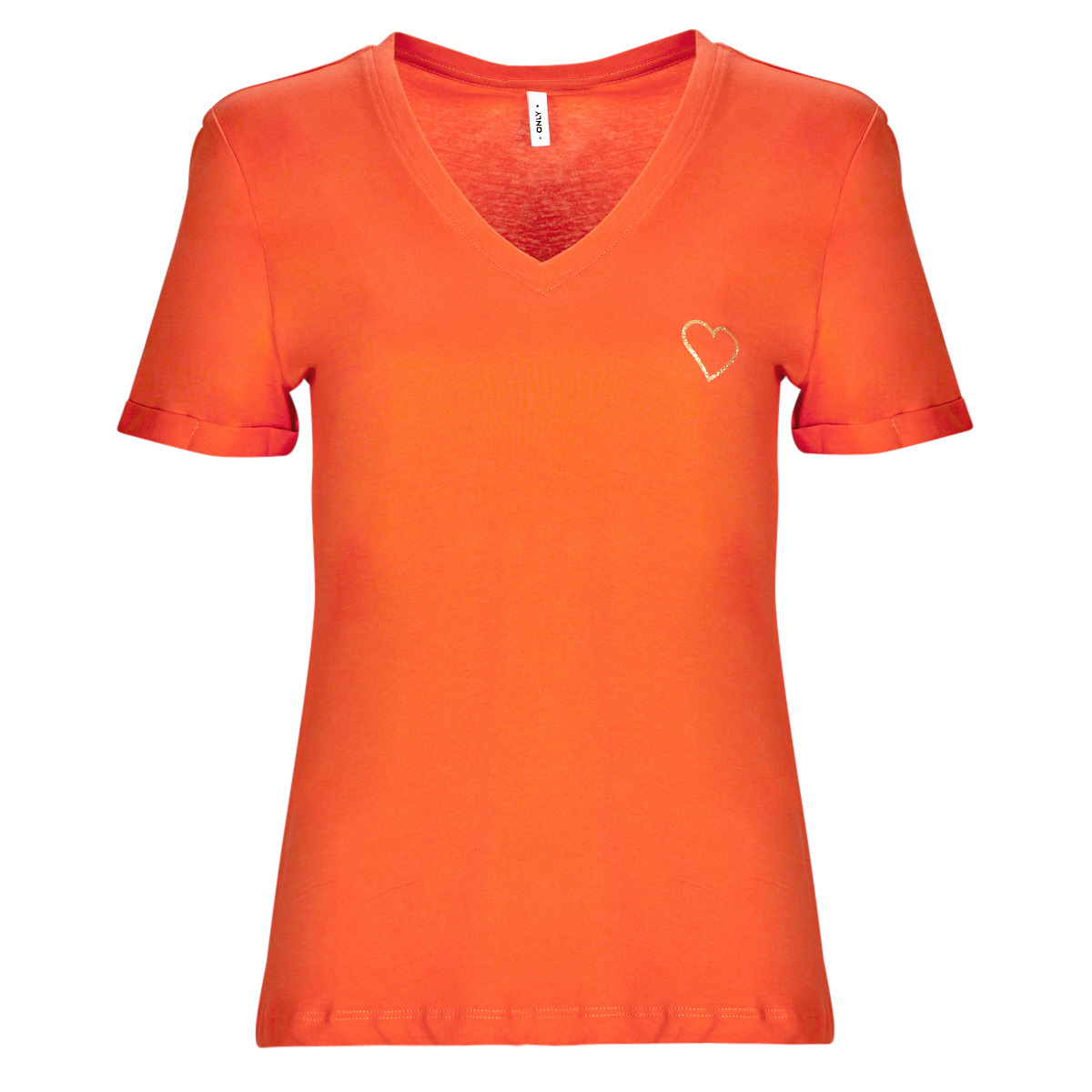 Clothing Women short-sleeved t-shirts Only ONLKITA S/S V-NECK HEART TOP BOX CS JRS Orange