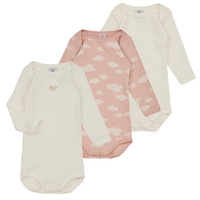 Clothing Girl Sleepsuits Petit Bateau BODY US ML CLOUDY PACK X3 Pink / White