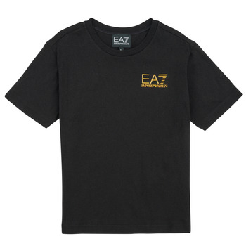 Clothing Boy short-sleeved t-shirts Emporio Armani EA7 CORE ID TSHIRT Black / Gold