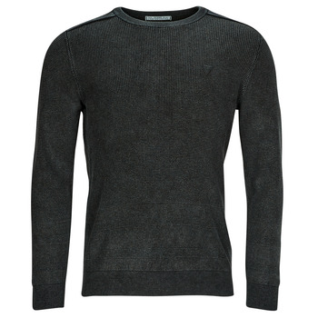 Clothing Men jumpers Guess YANN LS CN WASHED STITCHED SWTR Black / Grey